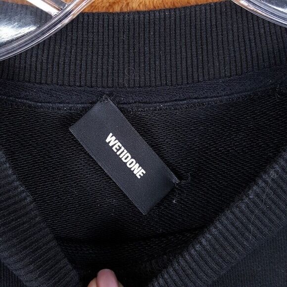 WE11DONE Sweatshirt Adult Black Pullover Crew Reflective Logo Oversized One Size - Picture 2 of 8